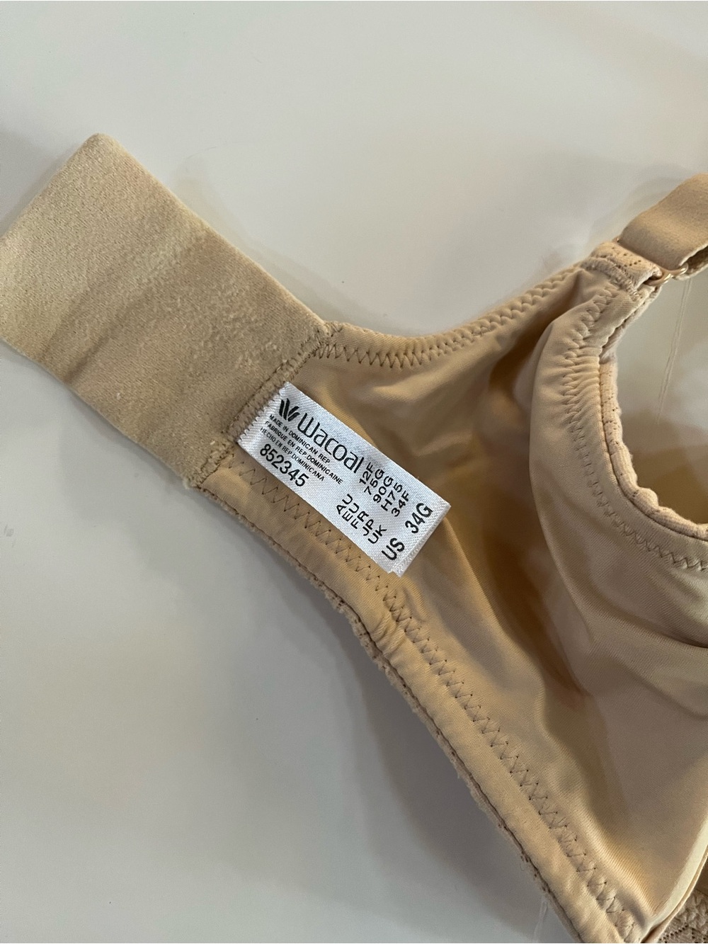 Wacoal Inside Job Beige Sand Lace Wireless Wire Free Comfort Bra size 34G - Picture 7 of 8